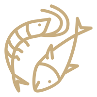 Leuchtturm_Harburg_Seafood_Icon Icon mit einer Garnele und einem Fisch